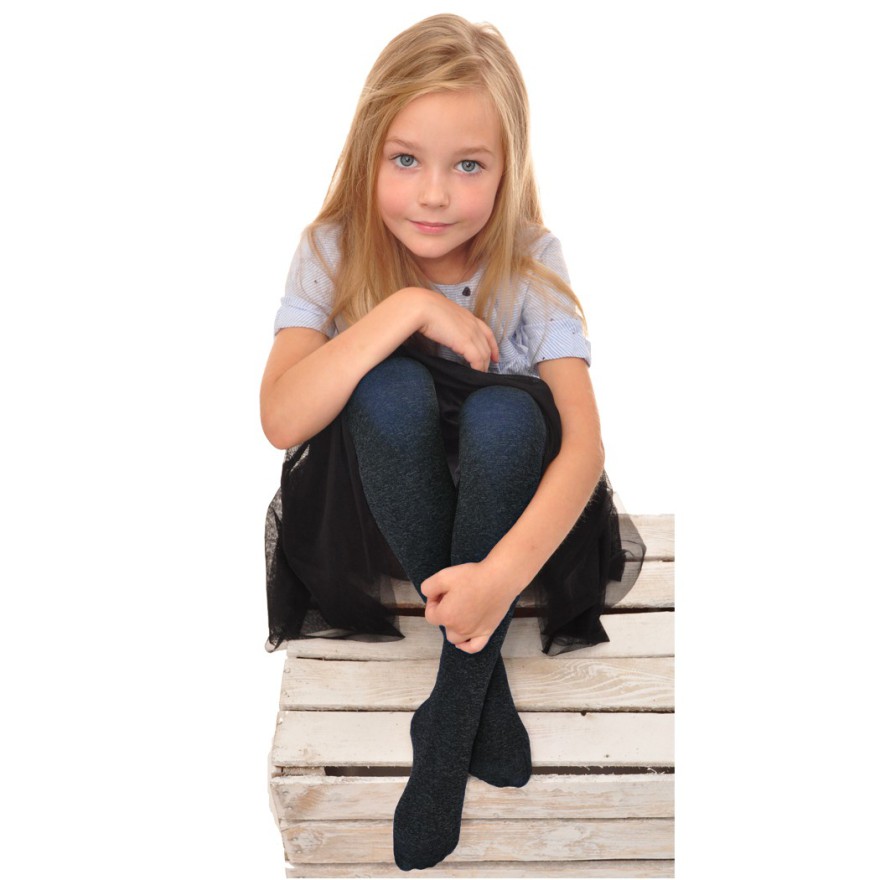 Granatowe RAJSTOPY bawełniane gładkie