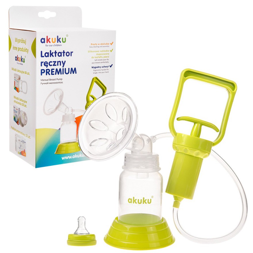 LAKTATOR RĘCZNY PREMIUM Butelka + smoczek 0+ Akuku