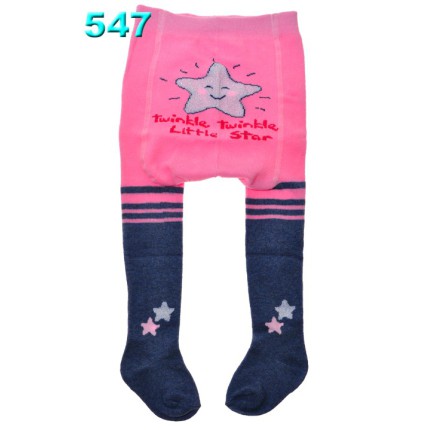 RAJSTOPY bawełniane różowo-granatowe brokatowa gwiazdka wzór 547