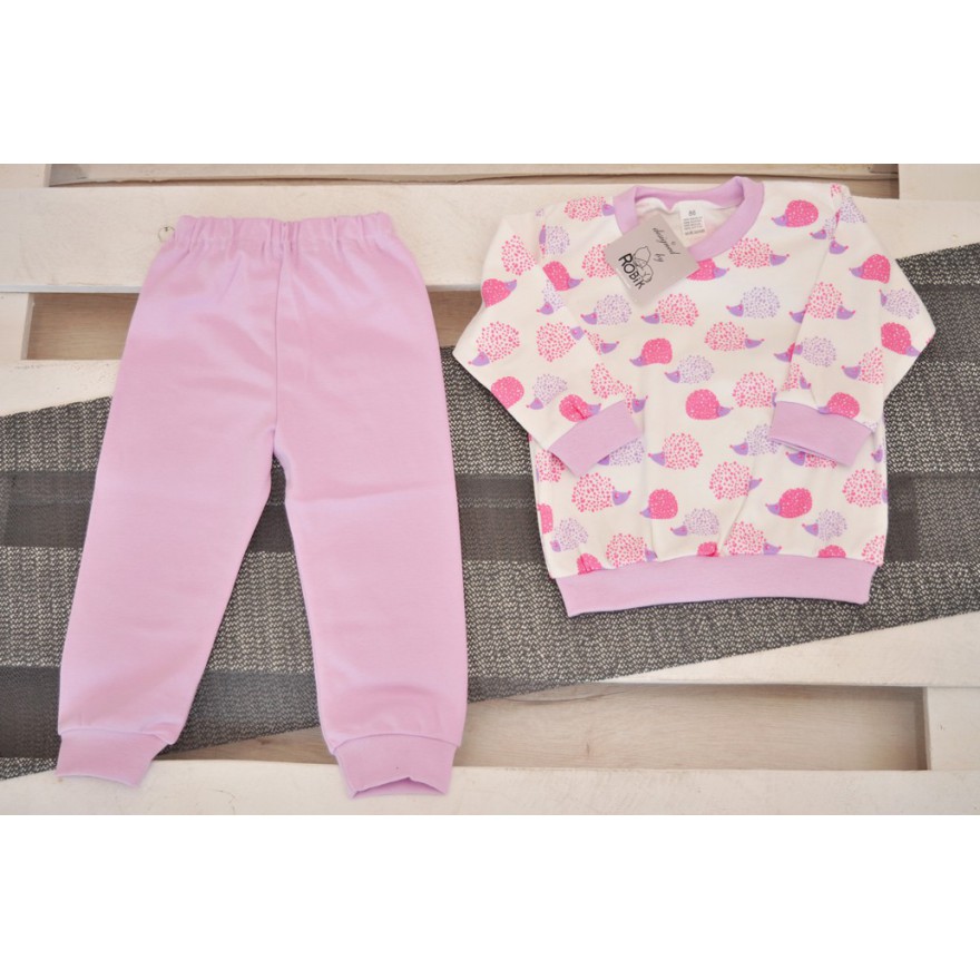 Biało-fioletowa PIŻAMA w jeże piżamka długi rękaw